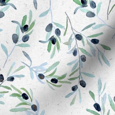 Medium olive branches watercolor leaves home decor