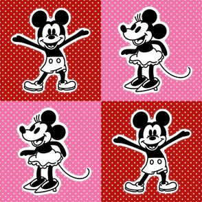 Classic Mickey and Minnie 6x6" Panels 5" Inch Cut and Sew Appliques or Peel and Stick Wallpaper Decals Stickers