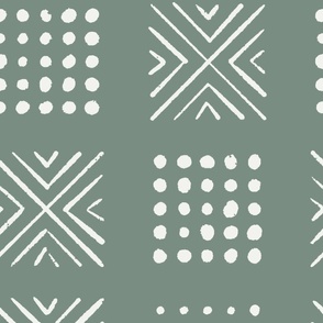 mod block print | JUMBO Scale | Sage Green, mint green, warm white | multidirectional geometric