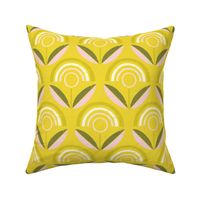 Lime Mod Sunflower Green- Mid Century Floral