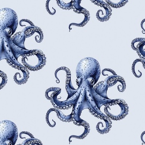 Octopus Whimsy-X.LG. –Blue on Pale Blue Wallpaper – New