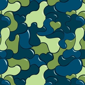 Puffy Camo in Green and Blue © Jennifer Garrett