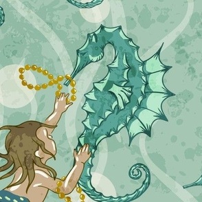 Dressing Up The Seahorses - Large - Mermaid Kids,  Ocean,