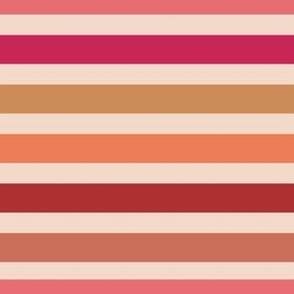 Modern Multi Stripes -  Reds on Warm Ivory