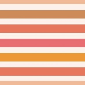 Modern Multi Stripes - Warm Pinks on Crisp Ivory