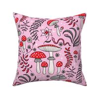 Toadstool forest in pink and red Large scale