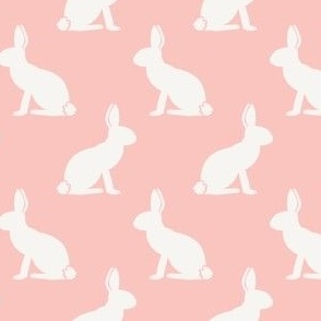 Bunny Rabbit on Blush Prink, Stripe, Pink and Cream, Spring, Summer