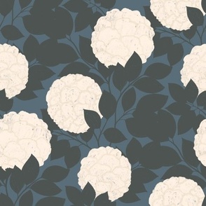 White Peonies on Moody Blue