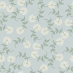 Boho Cornflower Blue daisy Children's textile - Small Scale
