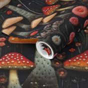 Dark & Mysterious Embroidered Mushrooms - Small