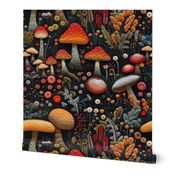 Dark & Mysterious Embroidered Mushrooms - Small