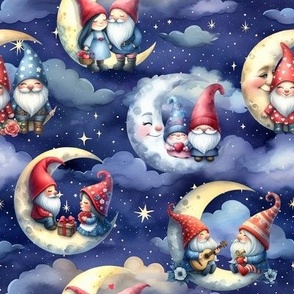 CUTE VALENTINES GNOMES ON MOON NIGHT 1 FLWRHT