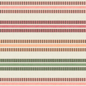 Large Retro Horizontal Ribbon Stripe on Panna Cotta Ground and Faux Texture