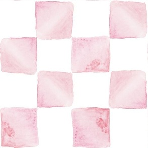 Pink White Watercolor Checkered
