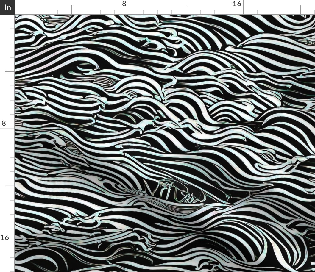 japanese waves black and white