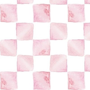 6" pink watercolor checkered 