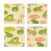 Forest Frogs With Woodland Plants - Cottagecore Nature Vintage