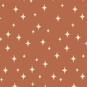 Small Retro Orange Stars // Nutmeg  & Cream, Vintage Starbursts