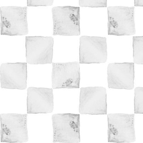 6" grey white watercolor checkered
