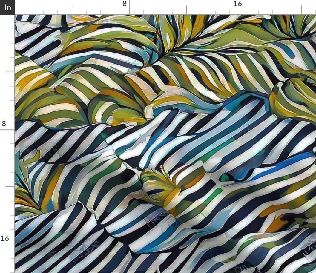 abstract stripes blue green and yellow