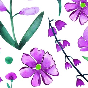 Purple flower watercolor surface pattern design