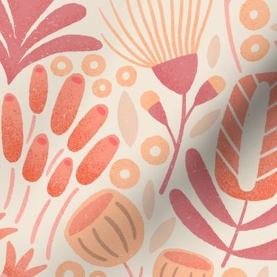 Retro Floral-Peach Fuzz Pantone