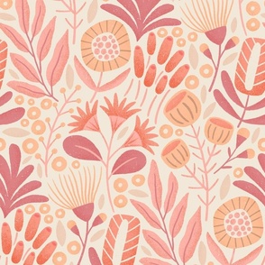 Retro Floral-Peach Fuzz Pantone