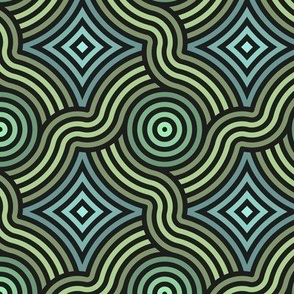 Organic Abstract Spirals in Light Sage, Green, and Mint