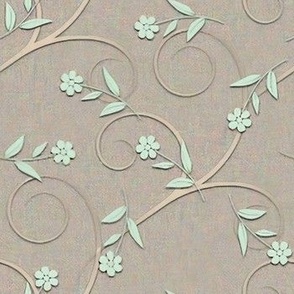 Papercut Swirling Floral on Weathered Linen