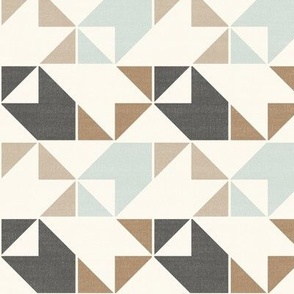 Southwest Checkered Quilt // Blue, Charcoal & Tan // Linen Look // 