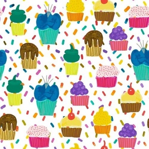 Celebrate Multicolored Birthday Cupcakes With Rainbow Sprinkles