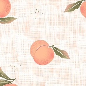 Large scale | scattered orange peaches with olive green leaves