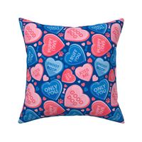 Valentines Day Heart Cute Conversation Hearts Dog Bandana Blues Pink