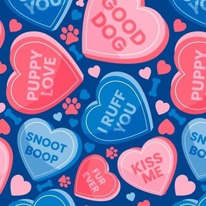 Valentines Day Heart Cute Conversation Hearts Dog Bandana Blues Pink