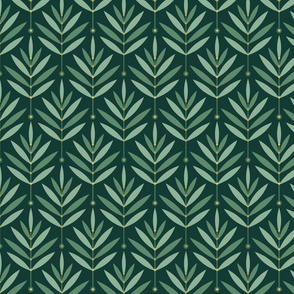 Retro Leaves Gold Emerald // normal scale 0038 H // Art Deco and Art Nouveau Inspired Symmetrical Aesthetic Surface Pattern from the '70s and '80s leaf dot dots accent contrast  ombre gold emerald green