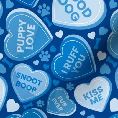 Valentines Day Heart Cute Conversation Hearts Dog Bandana Blue Light Blue Boys