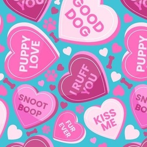 Valentines Day Heart Cute Conversation Hearts Dog Bandana Teal Light Teal Pink