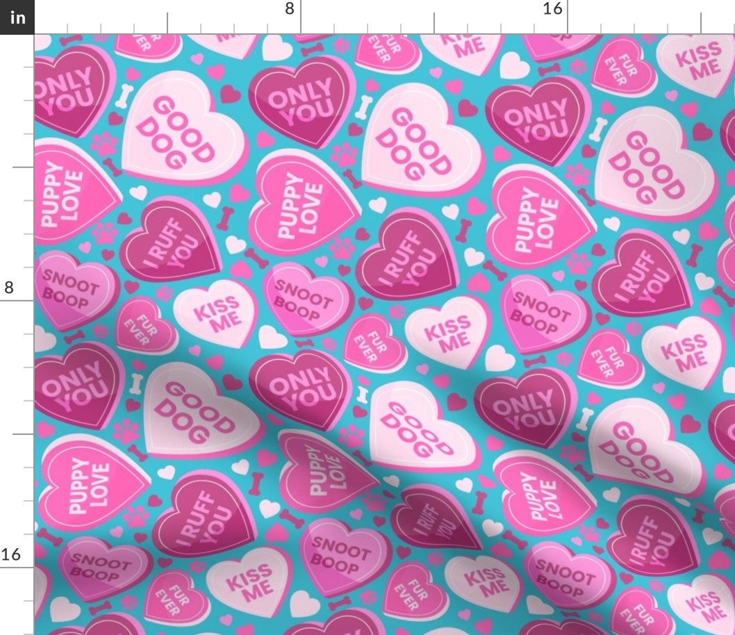 Valentines Day Heart Cute Conversation Hearts Dog Bandana Teal Light Teal Pink