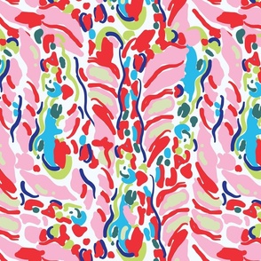 Modern Bold Abstract in Pink Red Blue Green Yellow 