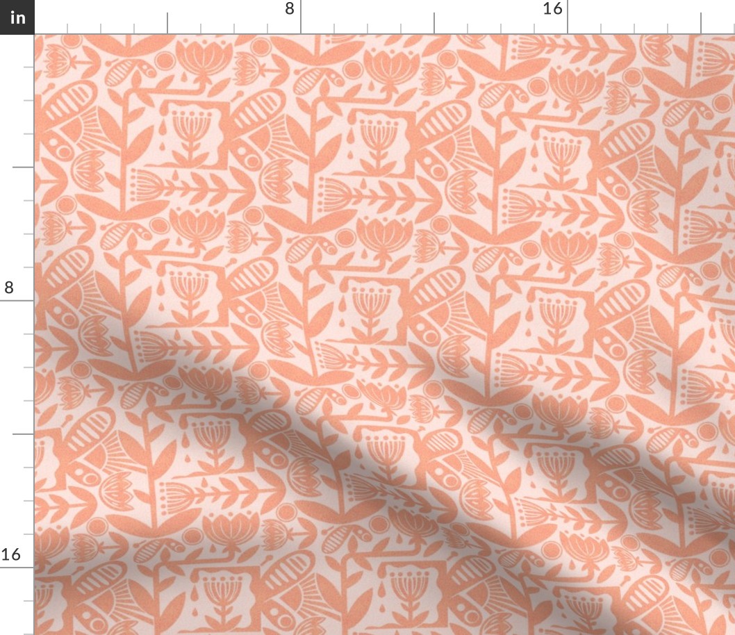 small scale - abstract floral summer scene - peach fuzz