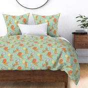 Kitty Court Sports Turquoise Medium - Pets, Cats, Basketball, Volleyball, Pickleball, Kids, Children’s, Baby,  Fun, Cute, Clothing, Bedding, Bags, Wallpaper, Home Decor, Playroom, Recreation, Active, Pink, Yellow, Orange, Brown