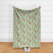 Kitty Court Sports Turquoise Medium - Pets, Cats, Basketball, Volleyball, Pickleball, Kids, Children’s, Baby,  Fun, Cute, Clothing, Bedding, Bags, Wallpaper, Home Decor, Playroom, Recreation, Active, Pink, Yellow, Orange, Brown