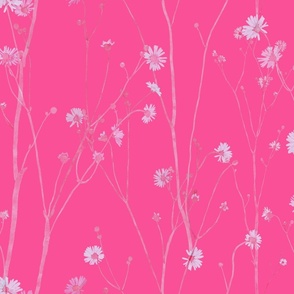 barely there  floral motifs and leaves light pink on cerise  (large scale) 