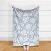 Large - Traditional and elegant simple roses - Fog light blue and white with subtle texture - Boho Wedding Flowers Floral Shabby Chic Silhouette Cottage core girly