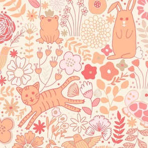 Peach Fuzz - Cutest Kids Garden Bedsheets - Medium Scale