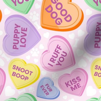 Valentines Day Heart Cute Conversation Hearts Dog Bandana Rainbow Colors Pink