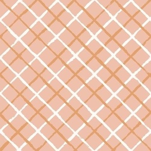 Diagonal Checks - Jagged lines - Peach