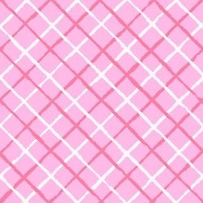 Diagonal Checks - Jagged lines - Pink