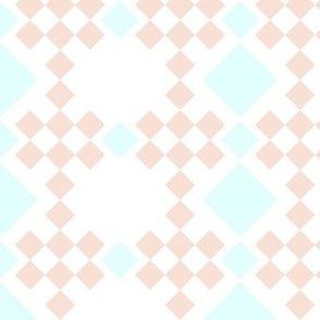 pastel modern graphic diamond checked design in aqua peach white gender neutral room wallpaper bedding kitchen wallpaper