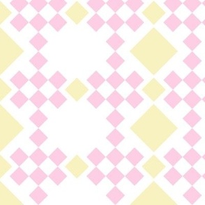 pastel modern graphic diamond checked design in yellow pink white girls room wallpaper bedding kitchen wallpaper